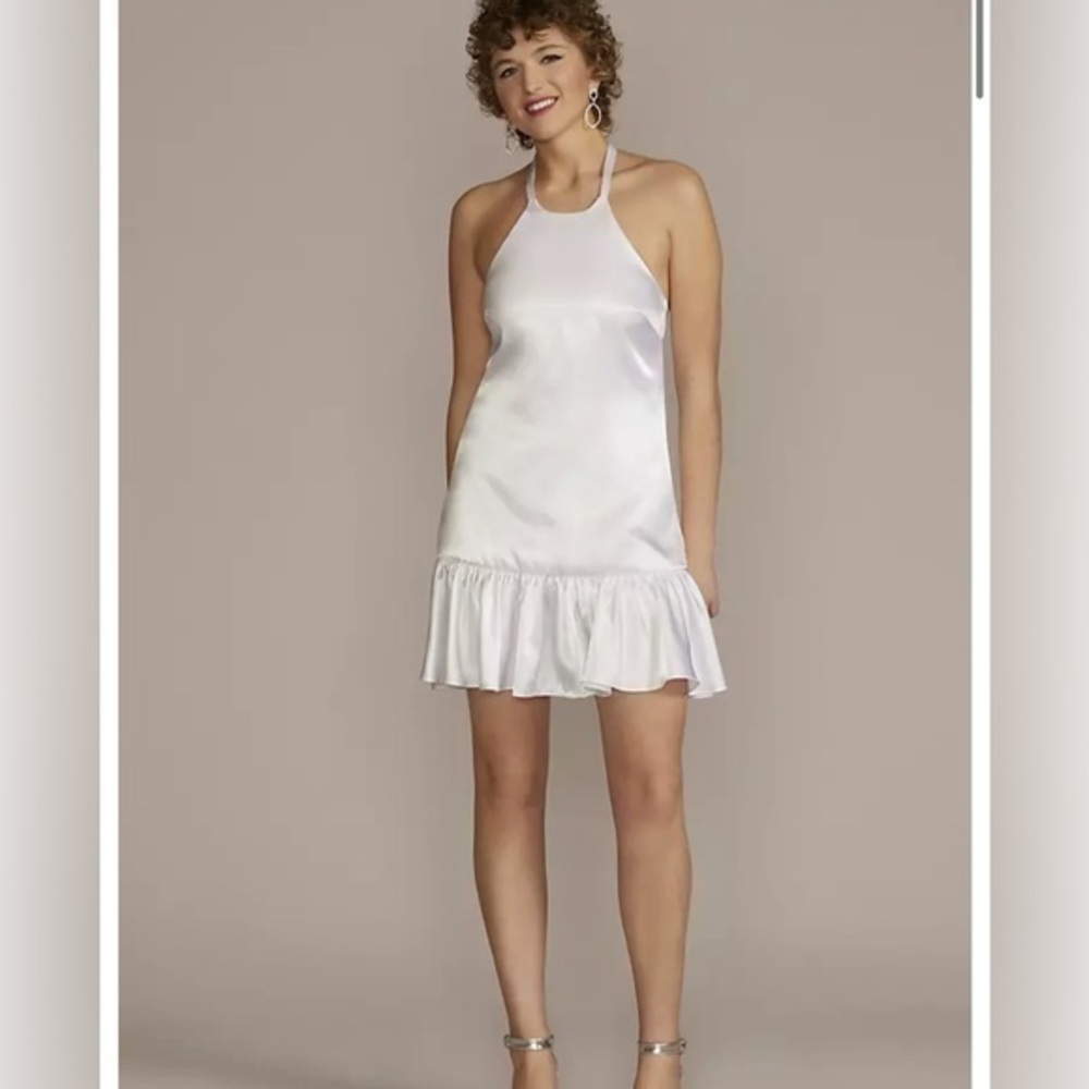 David's Bridal White Halter Dress
